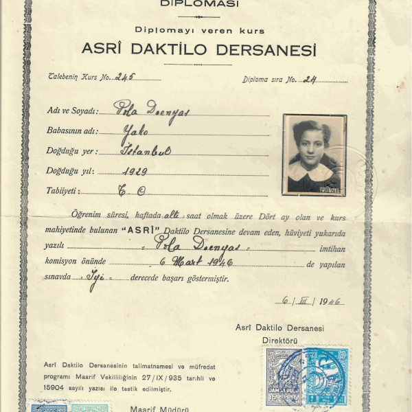 Backside of Pola's Turkish Diploma