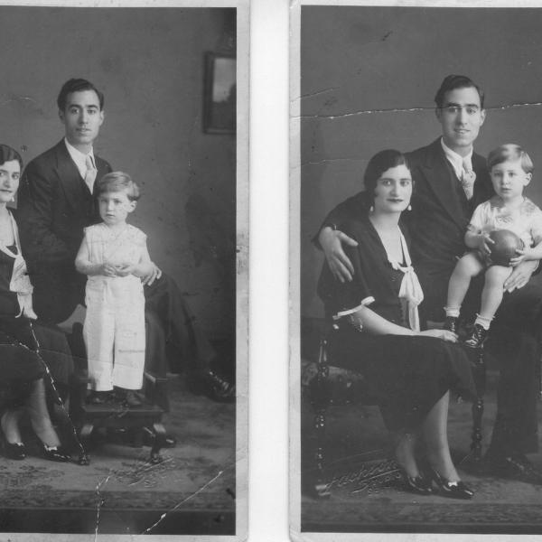 Series of photos of Louise and Jack Azose with their toddler son Ike. Image courtesy Ike Azose