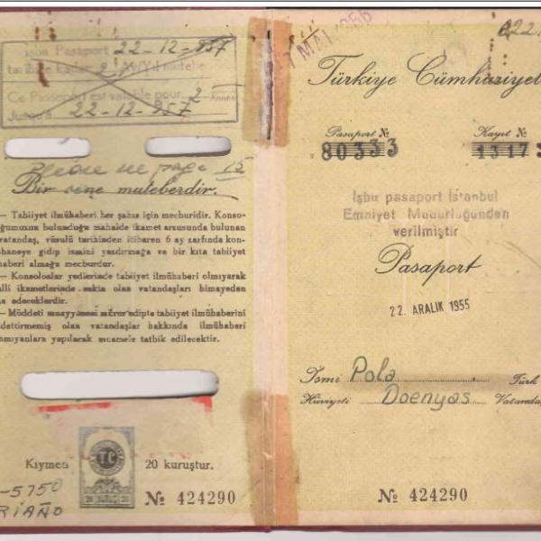 Inside cover of Pola's Turkish passport