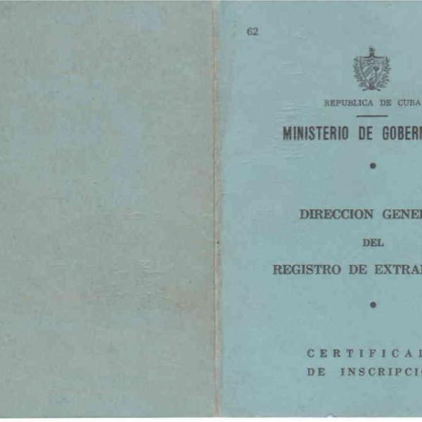 Cover of Cuban immigration document