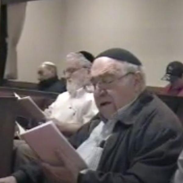 Hazzan Isaac Azose leads the early morning Selihot services at Congregation Ezra Bessaroth, September 2008. Courtesy Ezra Bessaroth. 