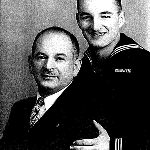 Ben Bridge (left) with his son Herb Bridge in 1943. Image Courtesy Bridge Family.