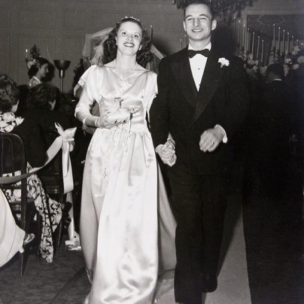 Shirley (Selesnick) and Herb Bridge on their wedding day at the Olympic Hotel, January 25, 1948. Image Courtesy Bridge family.