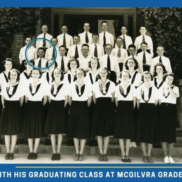 Herb Bridge with his graduating class at McGilvra Grade School, 1938. 