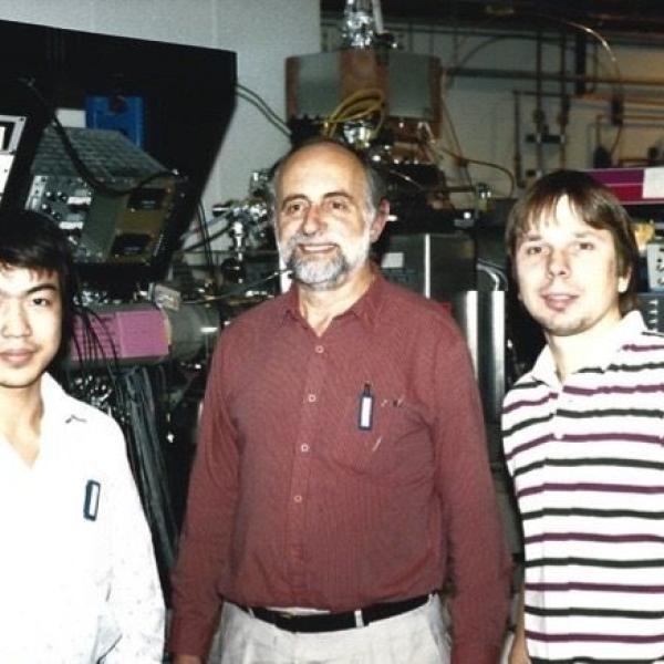 Dr. Stern with two of his grad students at the Advanced Photon Source at Argonne National Laboratory, where Ed Stern did his research, 1989.
