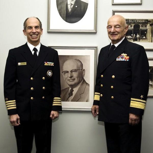 Jon and his father Herb Bridge in their United States Naval Reserve uniforms. Image courtesy Bridge family.
