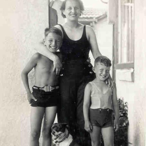 Sally with her sons, Herb and Bob Bridge in 1936. Image Courtesy Bridge Family.