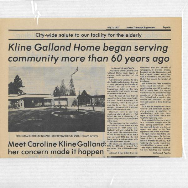 The sixtieth anniversary of Kline Galland (July 13, 1977)