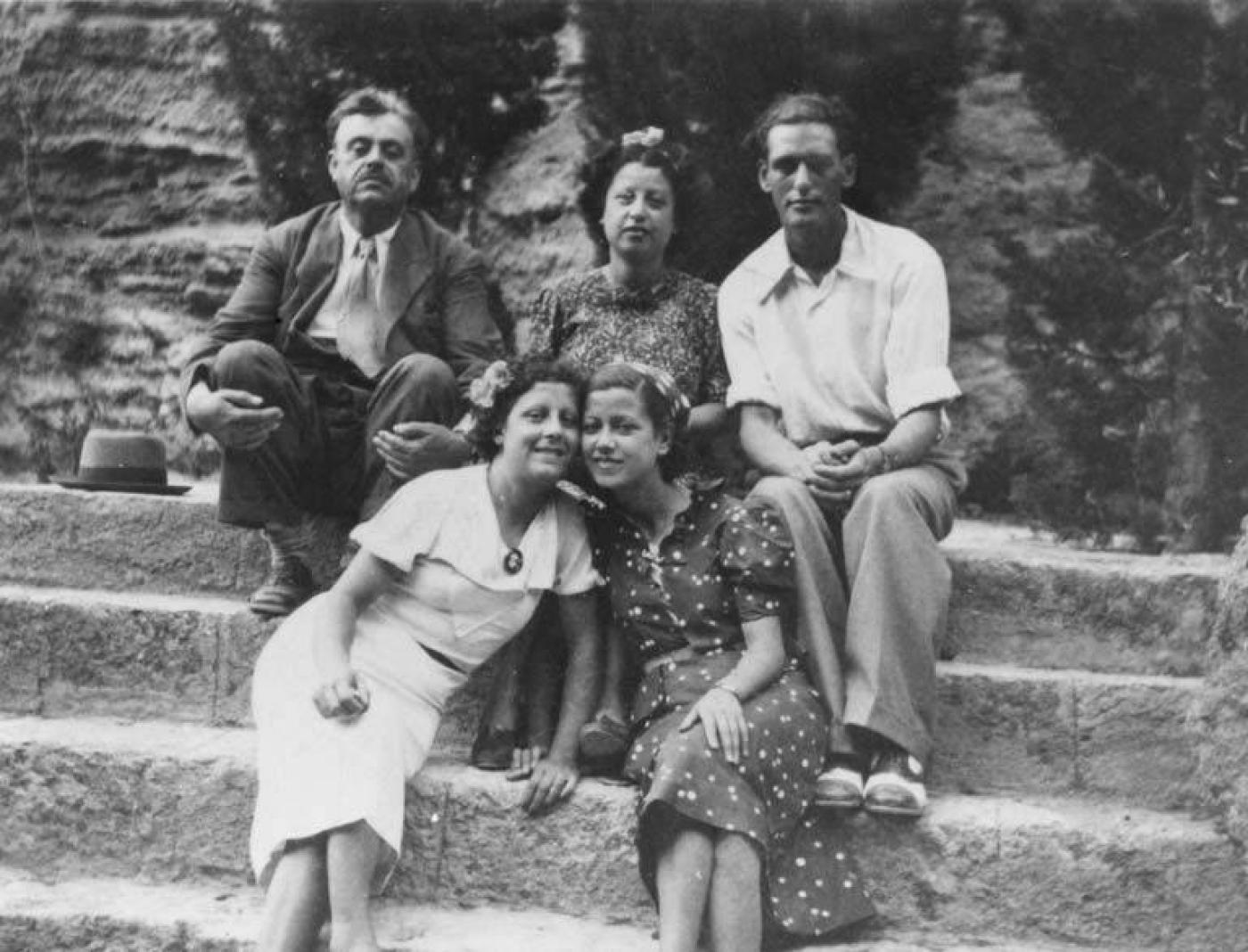 Amelia Capeluto (center) and family in Rhodes, Greece, approximately 1930s