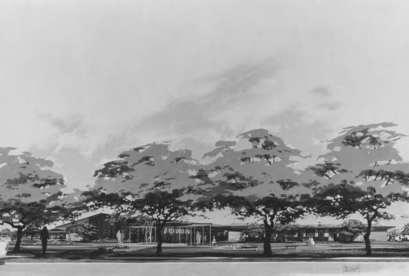 Architectural rendering of the new Caroline Kline Galland Home building, approximately 1965-1966.
