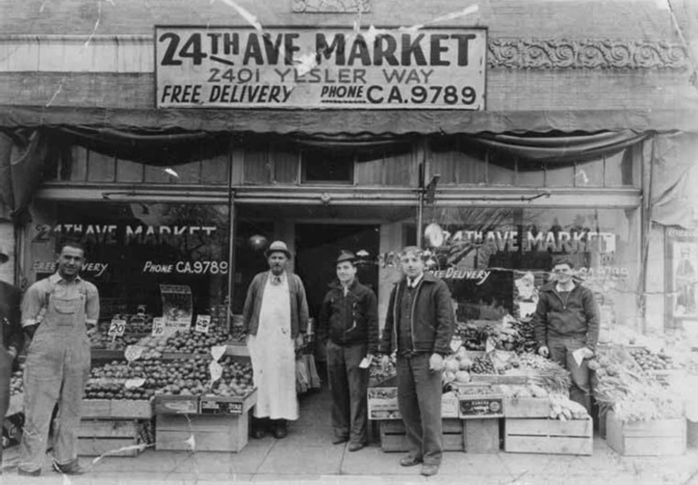 24th Avenue Market exterior, 2401 Yesler Way, Seattle, 1934.