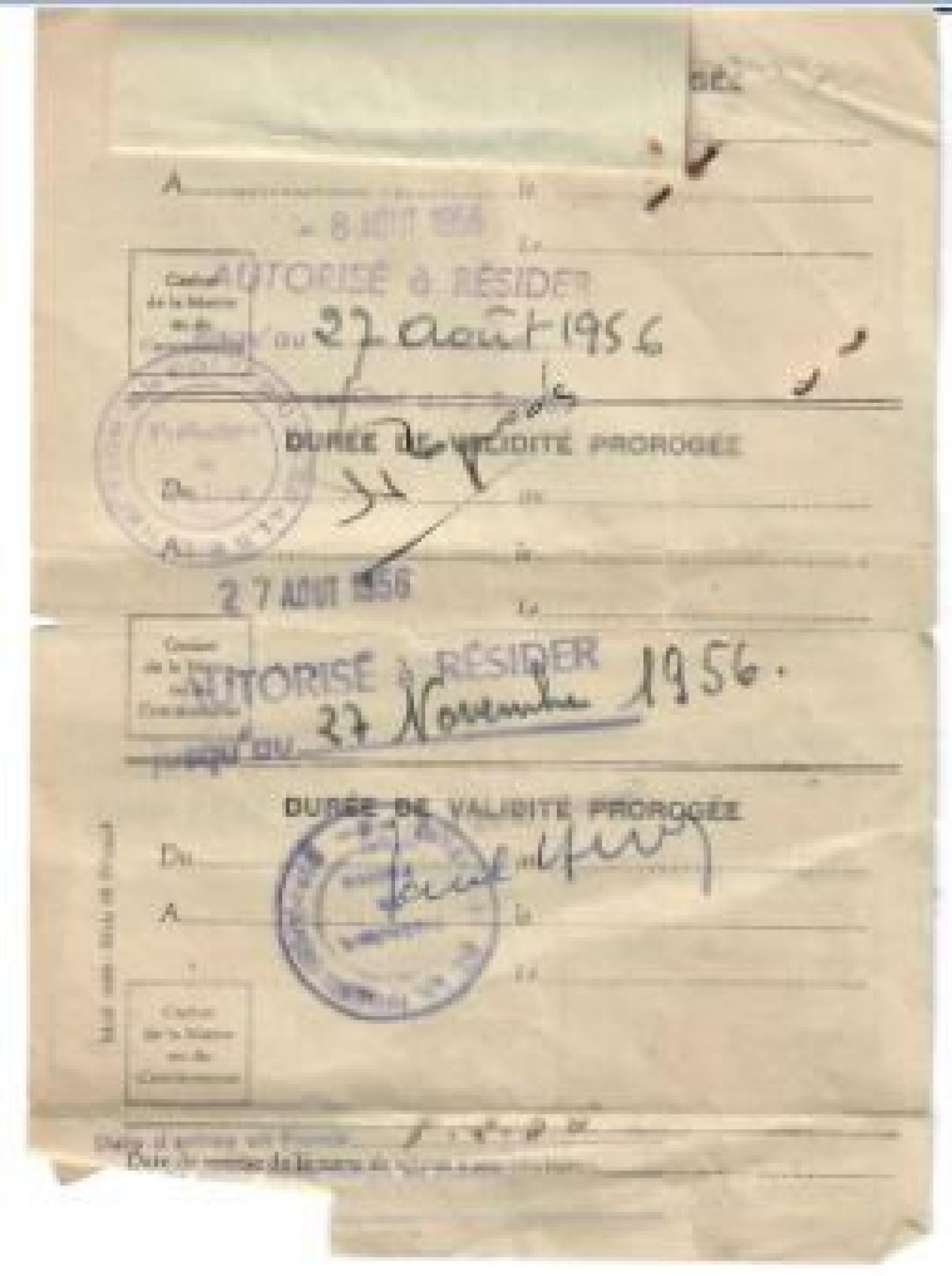Backside of Pola's French Visa