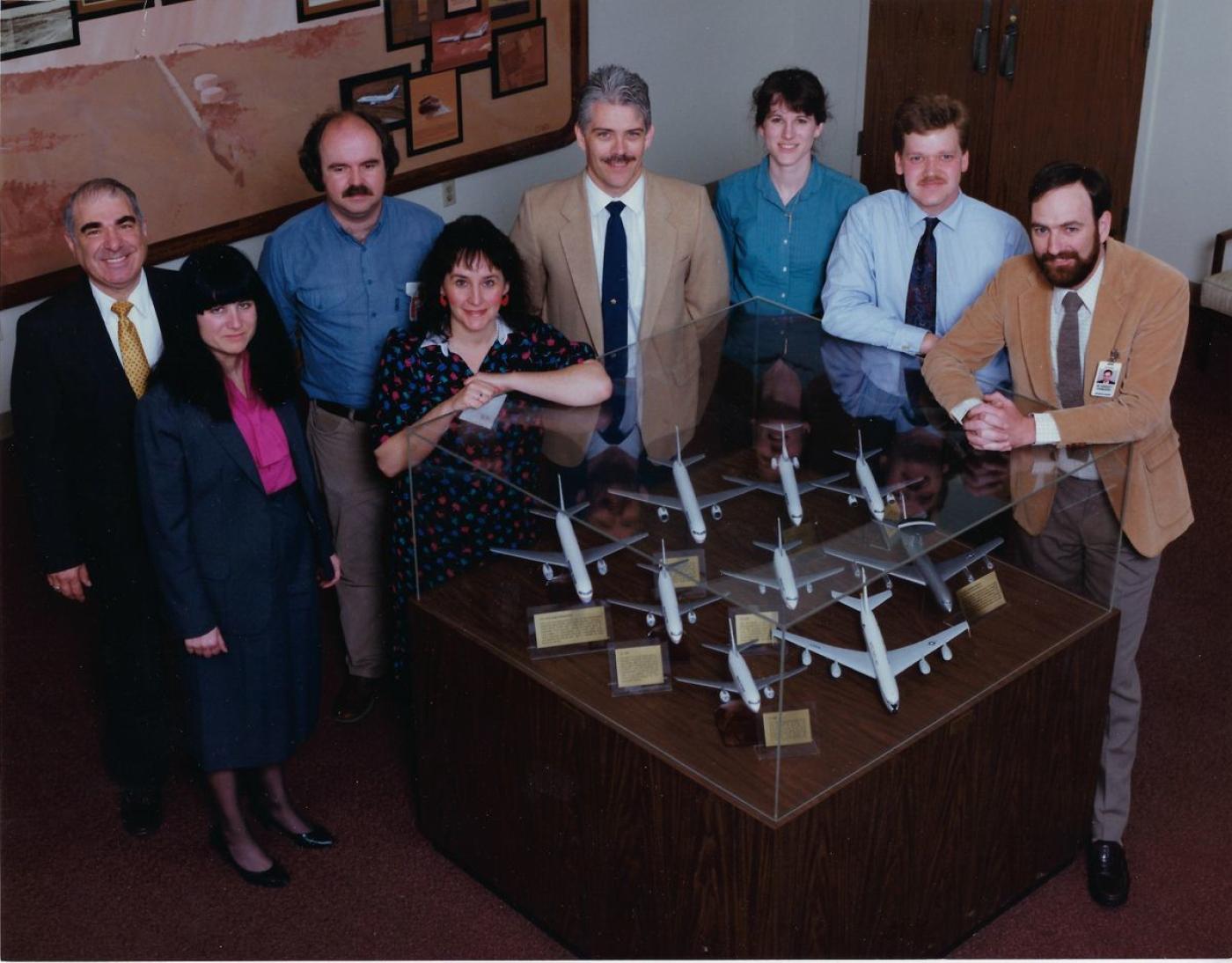 Group photo with Boeing employees. Ike is on the far left. Image courtesy Azose family