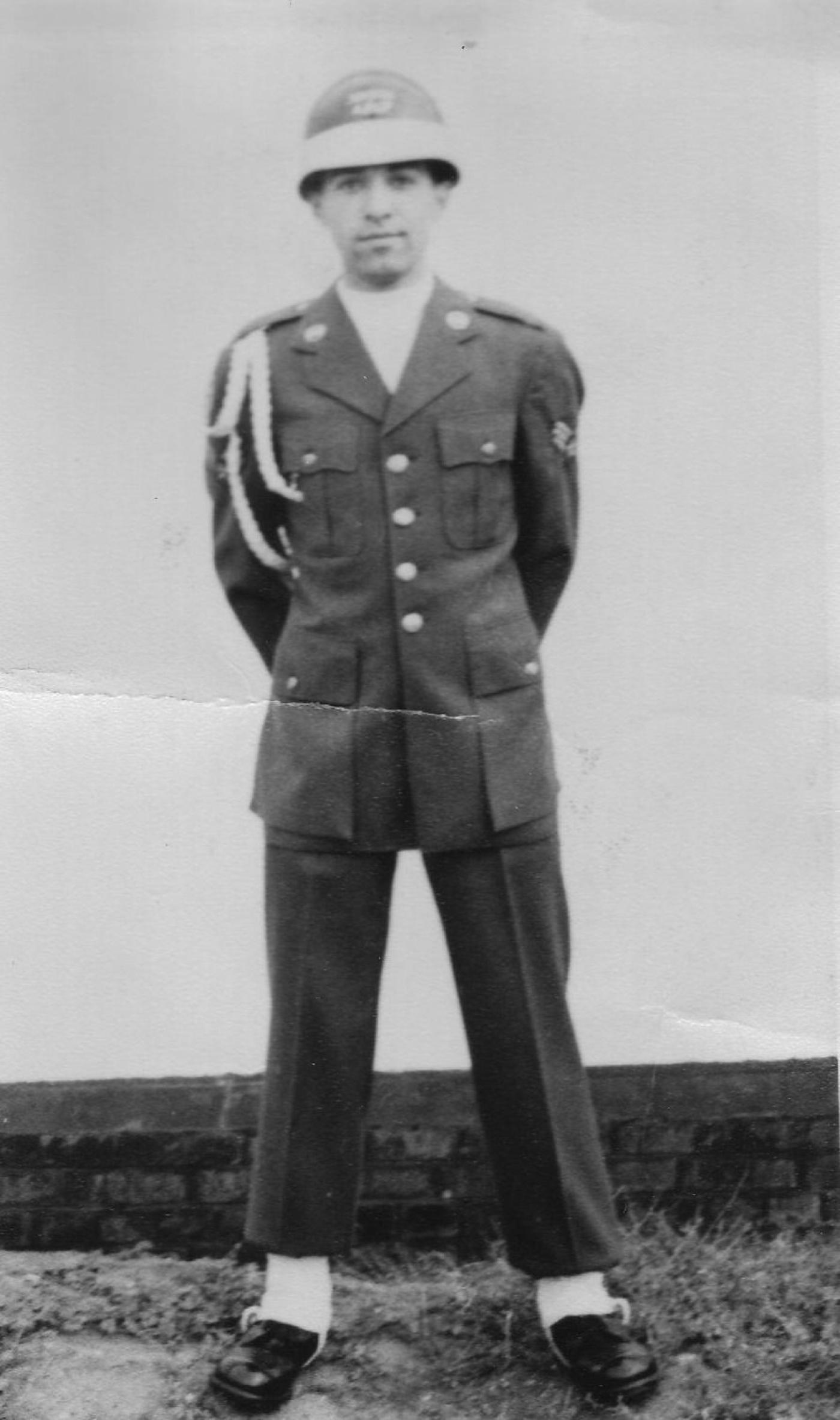 Ike Azose wearing his Air Force drill uniform, ca. 1952. 