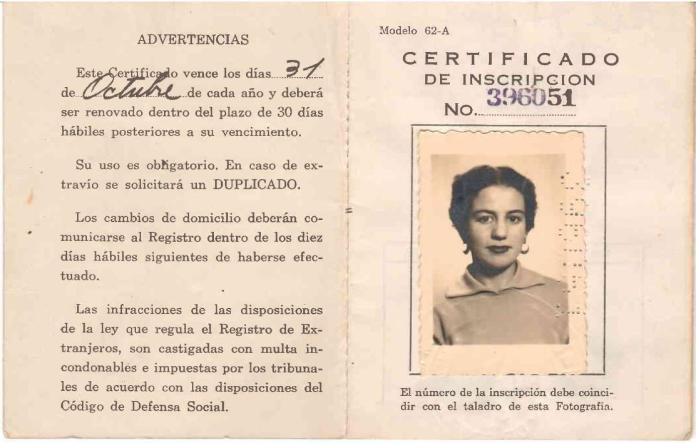 Inside of Cuban immigration document