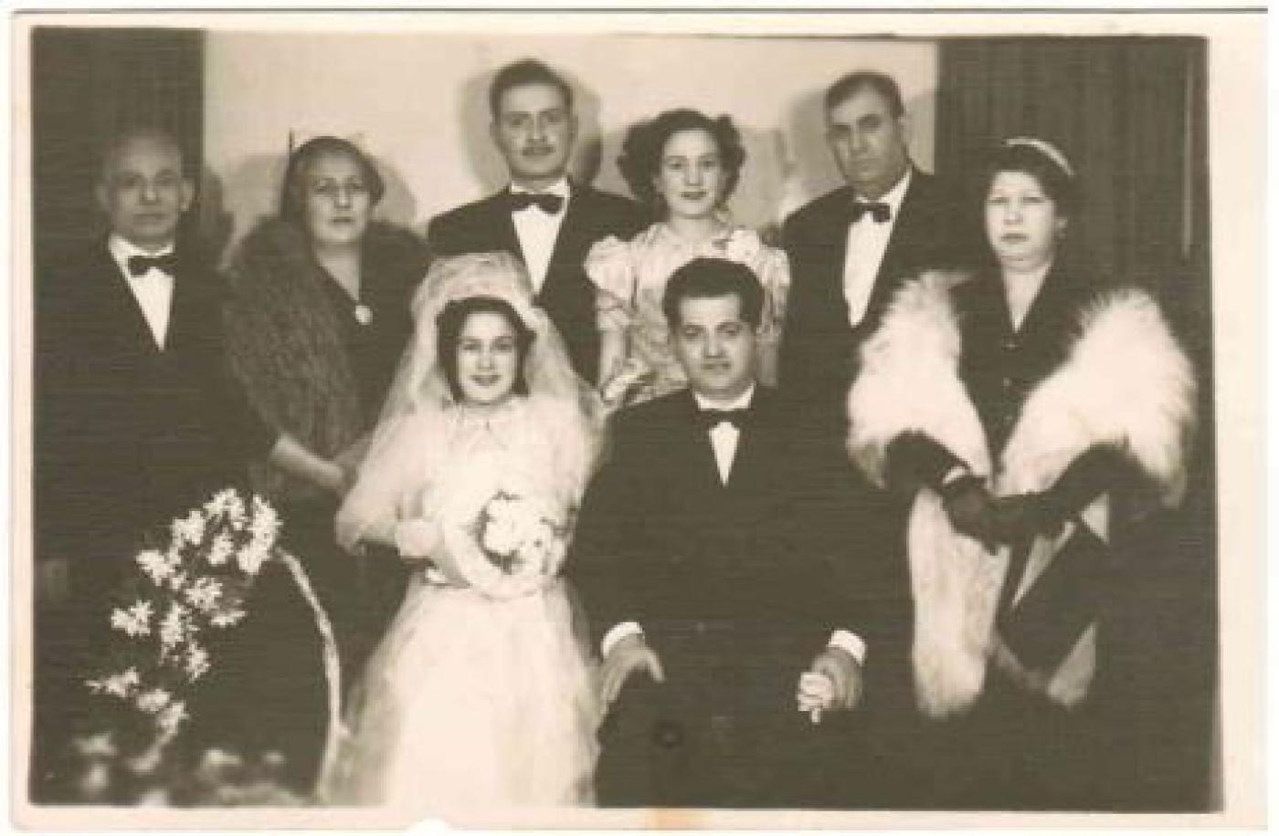 Wedding party, wedding of Roza and Mike  Roza and Mike, center. Pola, behind. Pola's parents, left.