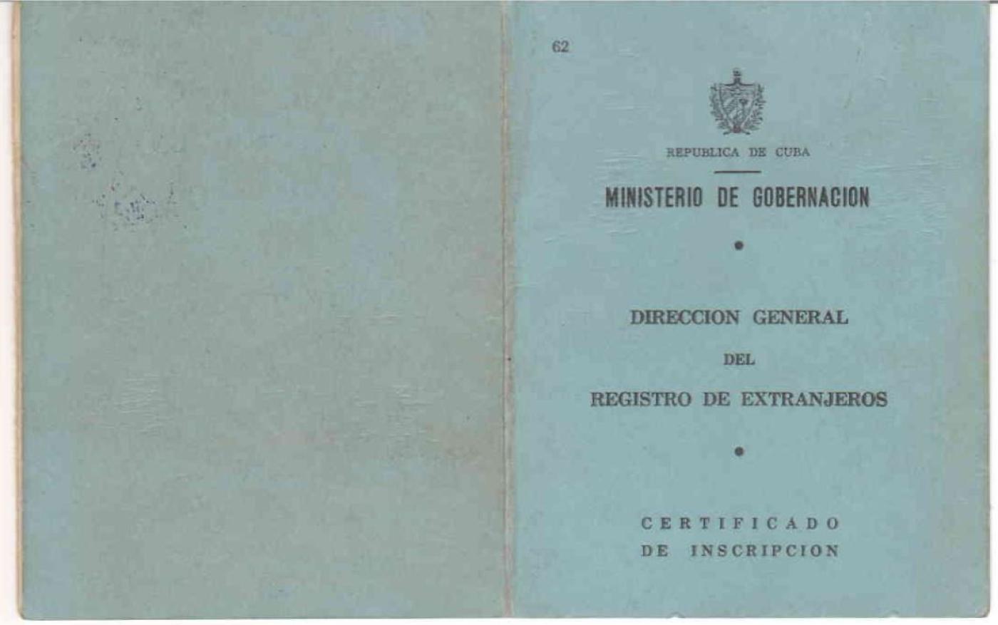 Cover of Cuban immigration document