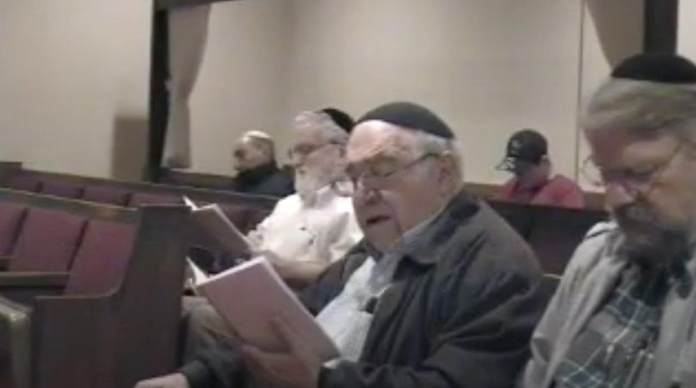 Hazzan Isaac Azose leads the early morning Selihot services at Congregation Ezra Bessaroth, September 2008. Courtesy Ezra Bessaroth. 