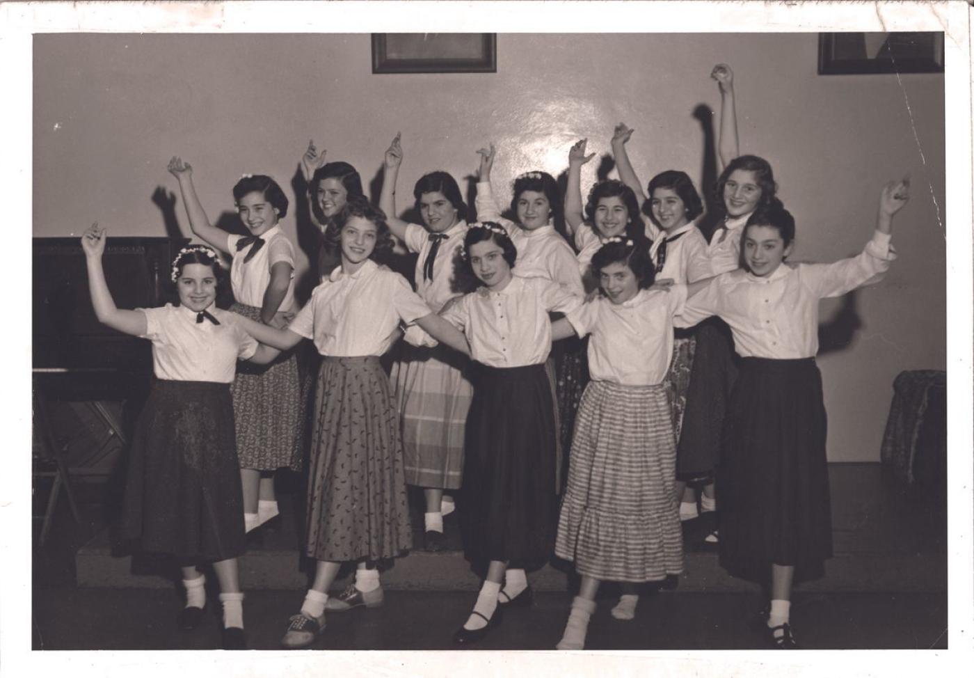 Sephardic girls in Seattle doing Israeli dance. (1955) 