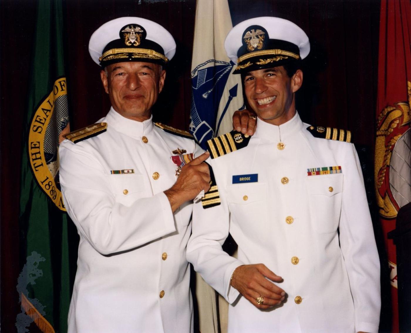 Herb and his son Jon in uniform in 1993. Image courtesy Bridge family.