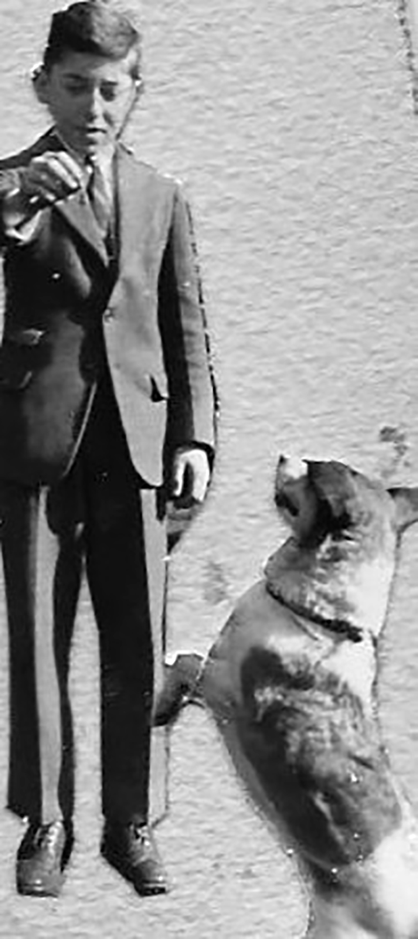 Joe with Frisky, the family dog  Photo Courtesy Greengard Family