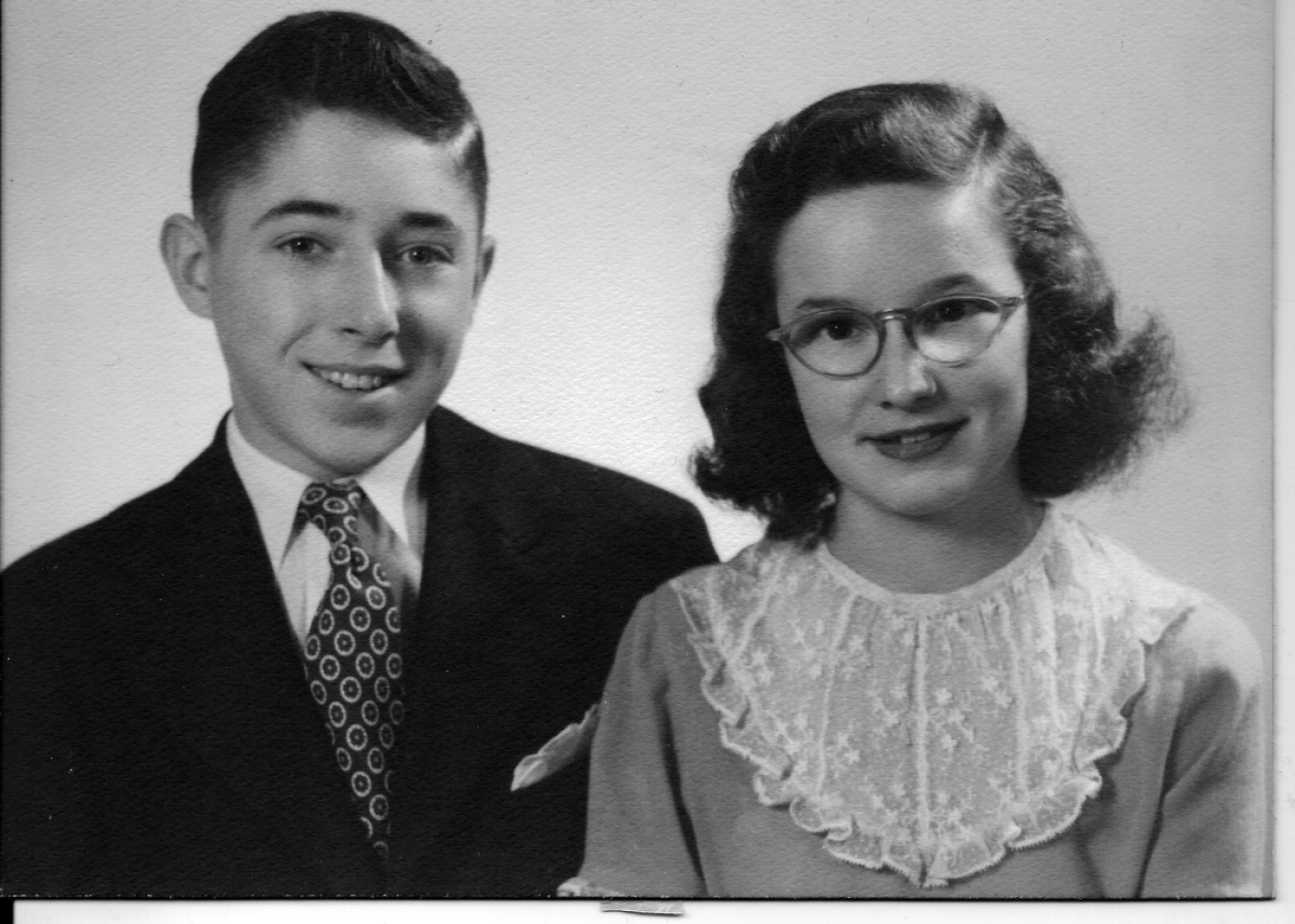 Joe in his Bar Mitzvah suit & Merle in her ‘Joe’s Bar Mitzvah dress’