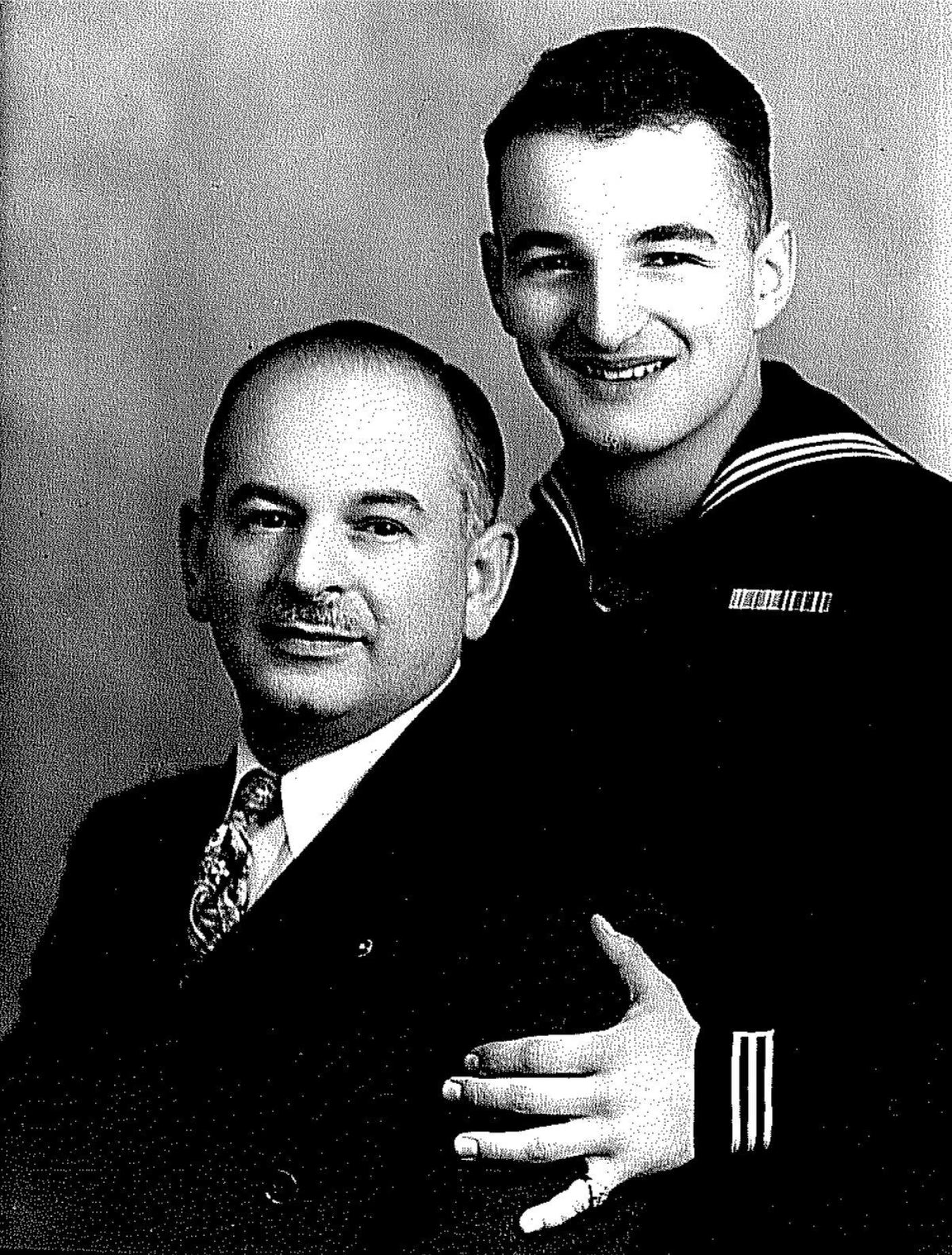 Ben Bridge (left) with his son Herb Bridge in 1943. Image Courtesy Bridge Family.