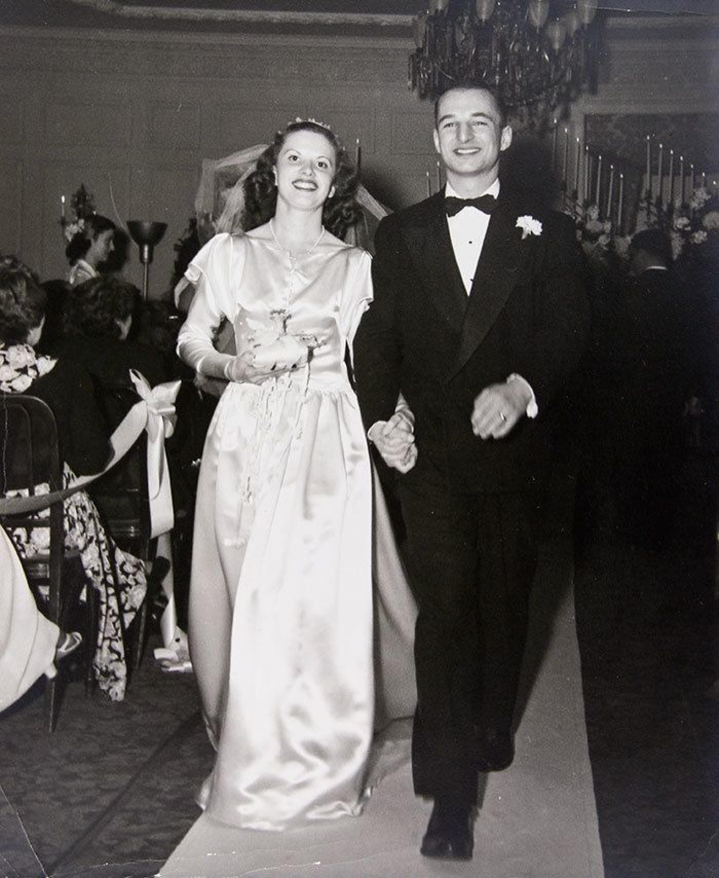 Shirley (Selesnick) and Herb Bridge on their wedding day at the Olympic Hotel, January 25, 1948. Image Courtesy Bridge family.