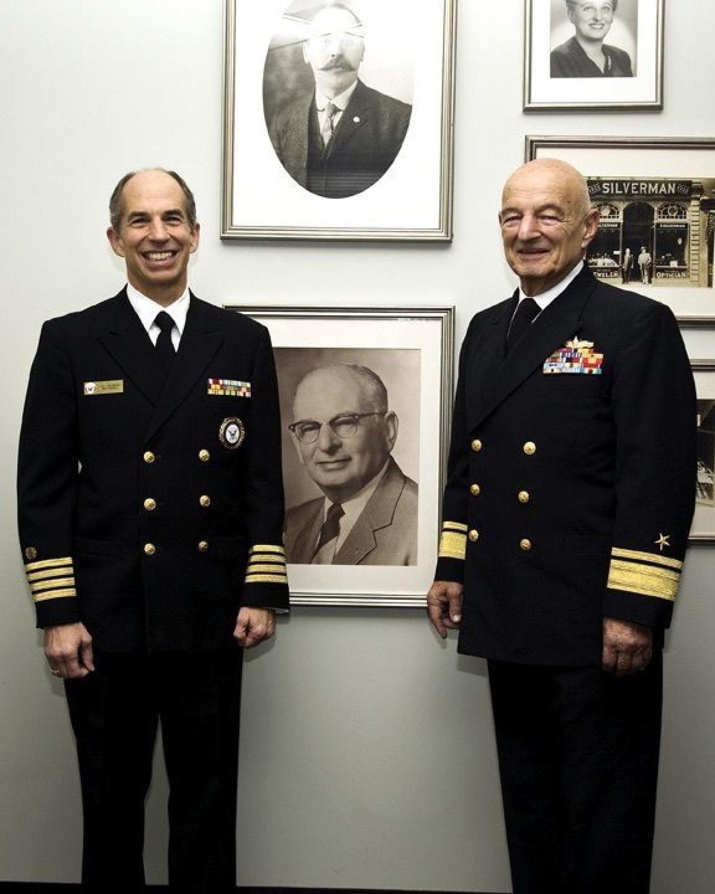 Jon and his father Herb Bridge in their United States Naval Reserve uniforms. Image courtesy Bridge family.