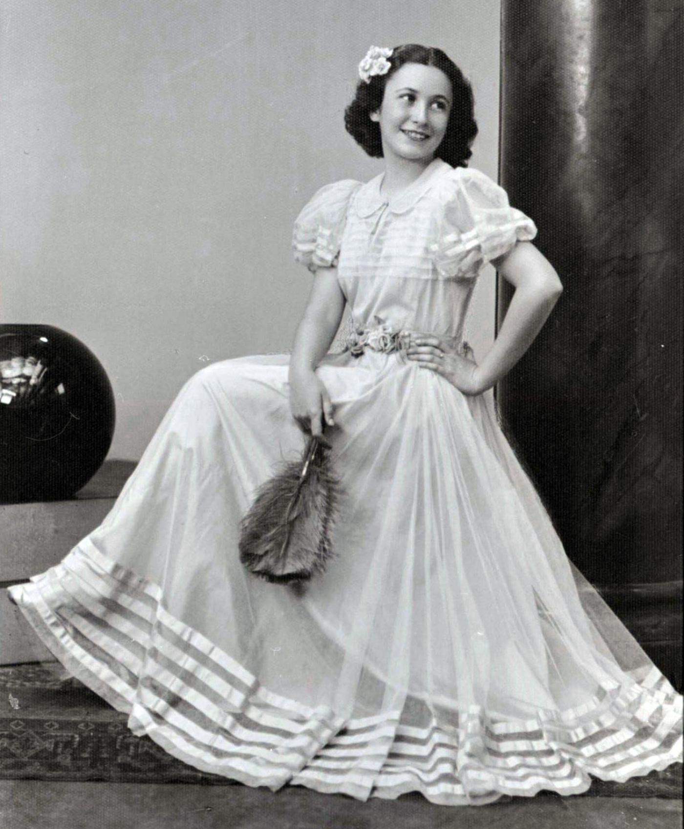 Maria dressed for a dance, 1937