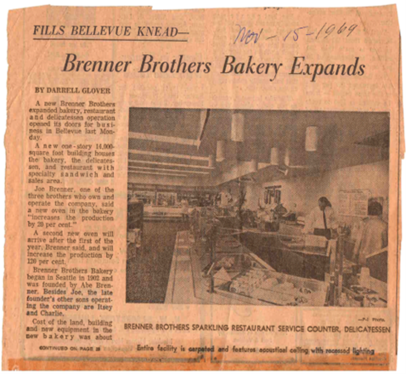 An article by The Seattle Times on the continuous operation of Brenner Brothers Bakery