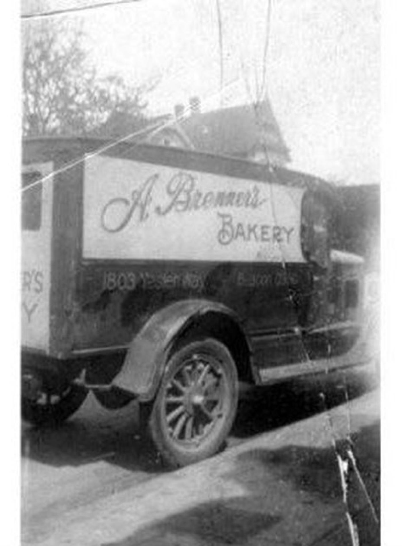The Brenner Brothers Bakery was originally opened by Abe Brenner. Here is his delivery truck from the 1920s
