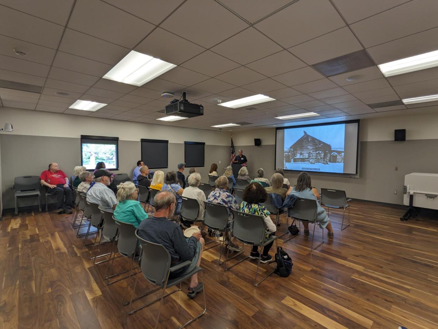 Audience listening to presentation