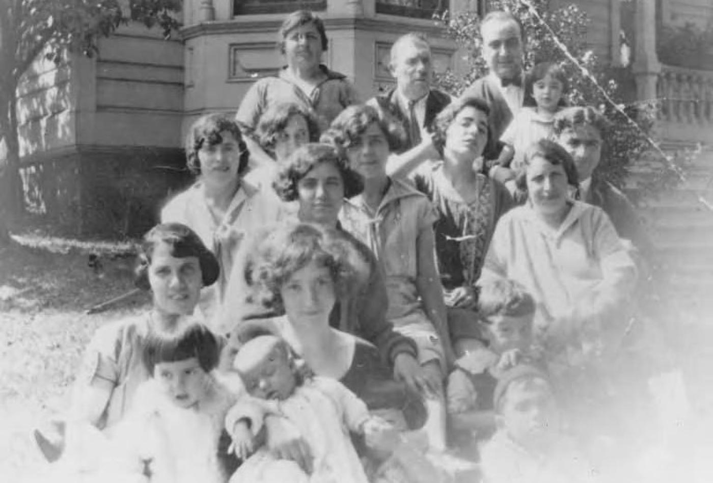 Policar-Calvo family in front of Uncle Isaac Policar's house, 1926