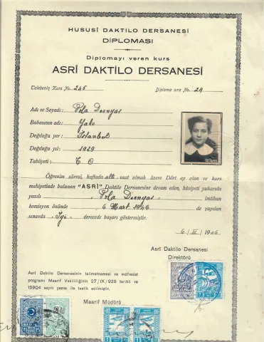Backside of Pola's Turkish Diploma