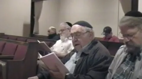 Hazzan Isaac Azose leads the early morning Selihot services at Congregation Ezra Bessaroth, September 2008. Courtesy Ezra Bessaroth. 