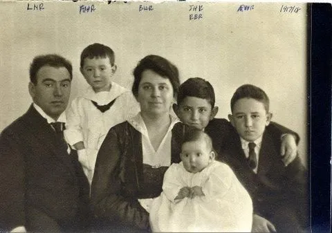 Bella and L.N. Rosenbaum, 1917, with their four oldest children: Adrian, Joseph, Francis, and baby Ruth