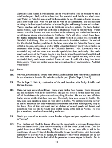 Herman Kleiner Transcript Courtesy UW Special Collections