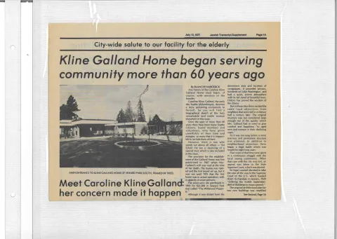The sixtieth anniversary of Kline Galland (July 13, 1977)