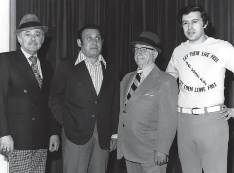Rabbi Gottesman, Richard Tucker, Connor Matzner, and Gene Huppin 06-20-1974